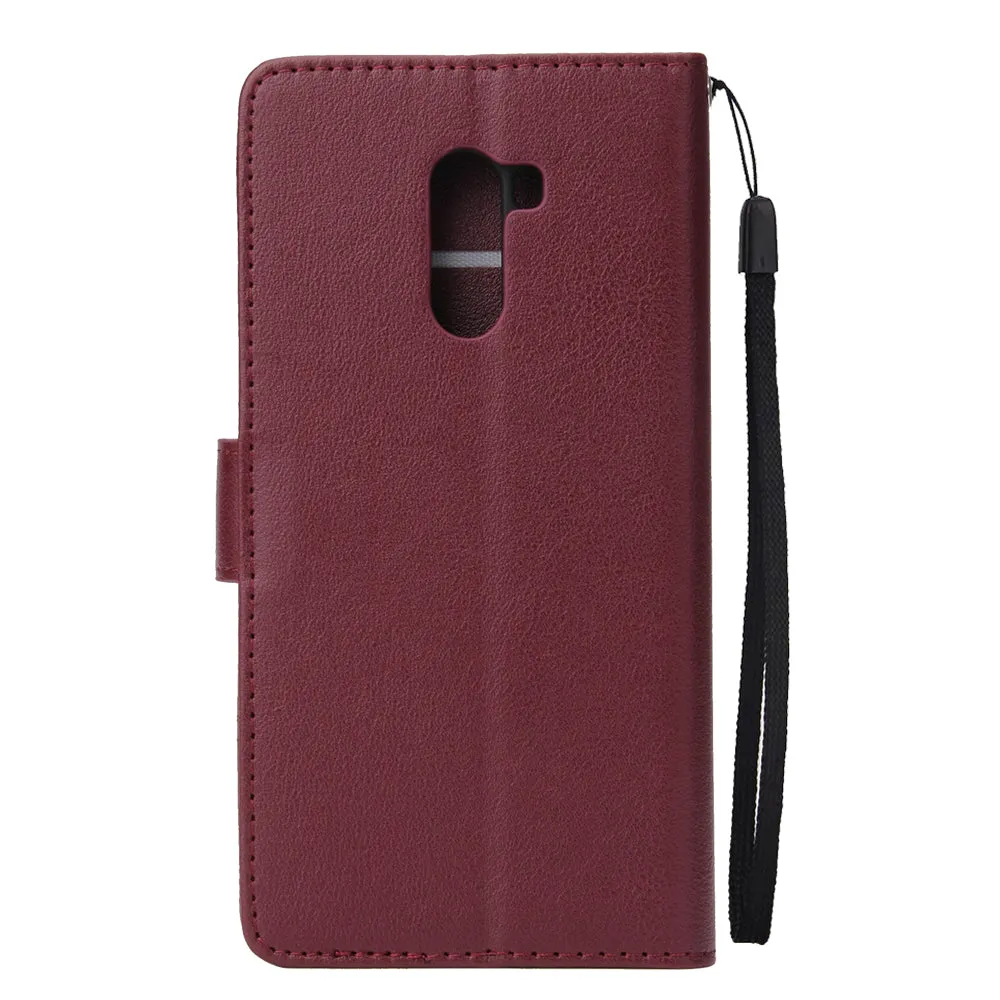 For Xiaomi Pocophone F1 Flip-type Leather Protective Phone Case with 3 Card Position Buckle Design Phone Cover  Red wine