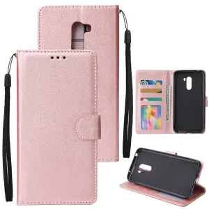 For Xiaomi Pocophone F1 Flip-type Leather Protective Phone Case with 3 Card Position Buckle Design Phone Cover  Rose gold