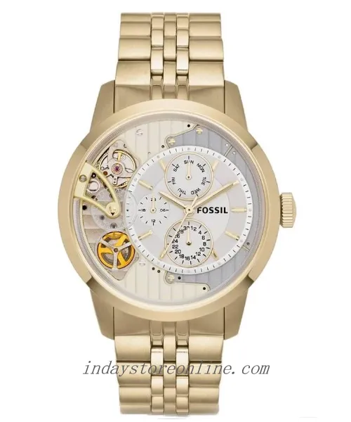 Fossil Men's Watch ME1137 Multi-Function Exposed Gold Tone Stainless Steel Band