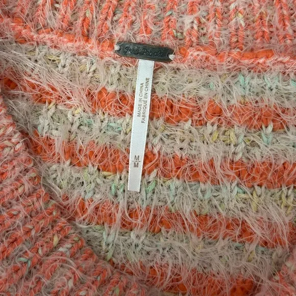Free People Phoebe Pullover Strawberry orange Creme Size M
