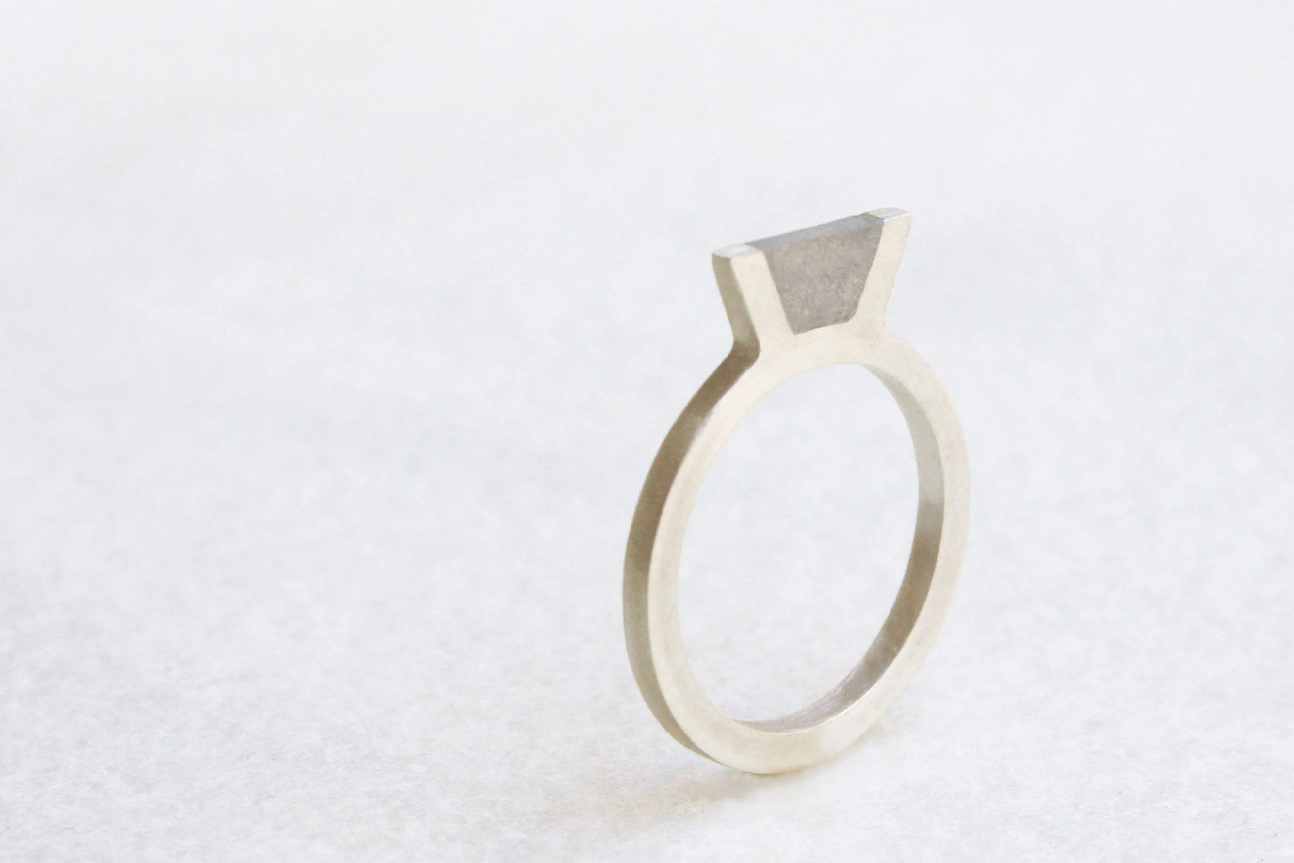 Fun Sliced Flat Contemporary Concrete Ring