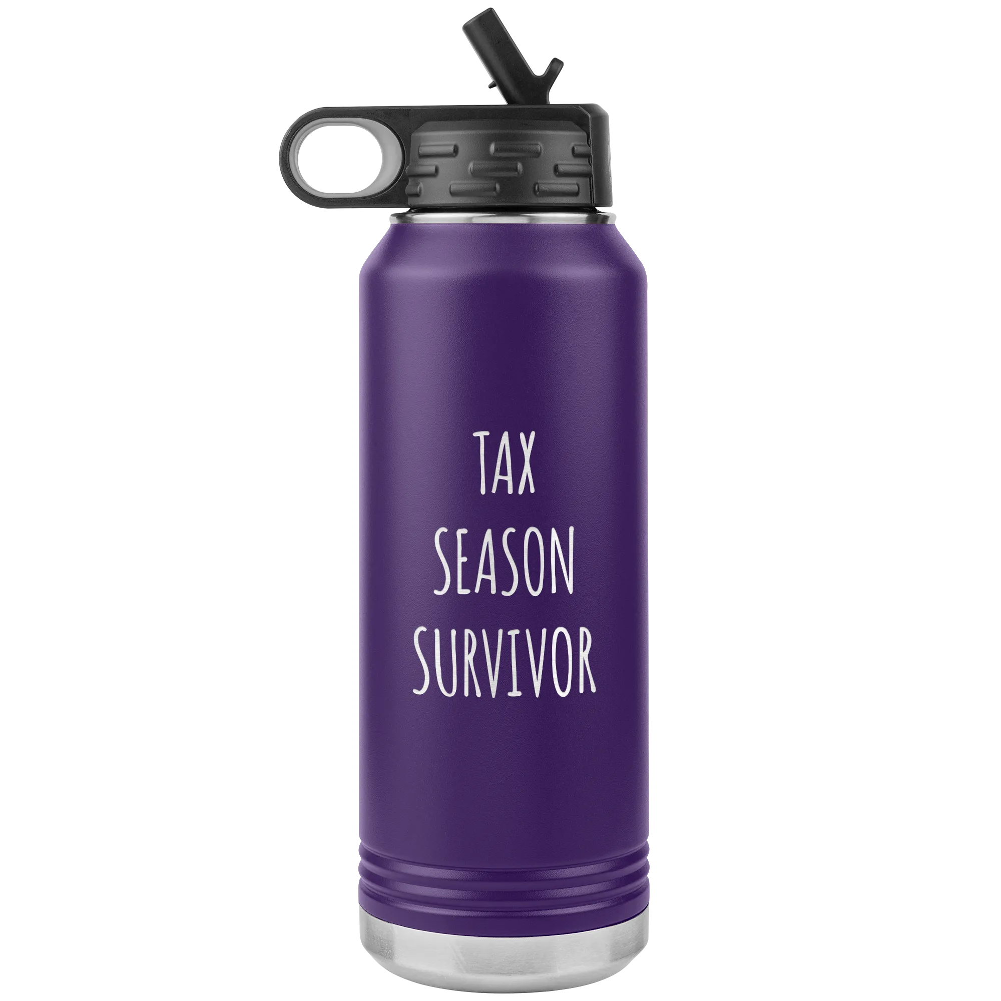Funny Accountant Gift Tax Season Survivor Water Bottle 32oz BPA Free