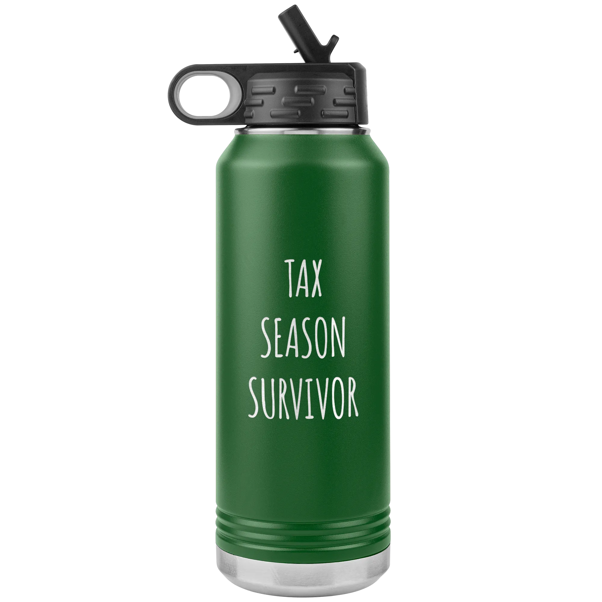 Funny Accountant Gift Tax Season Survivor Water Bottle 32oz BPA Free