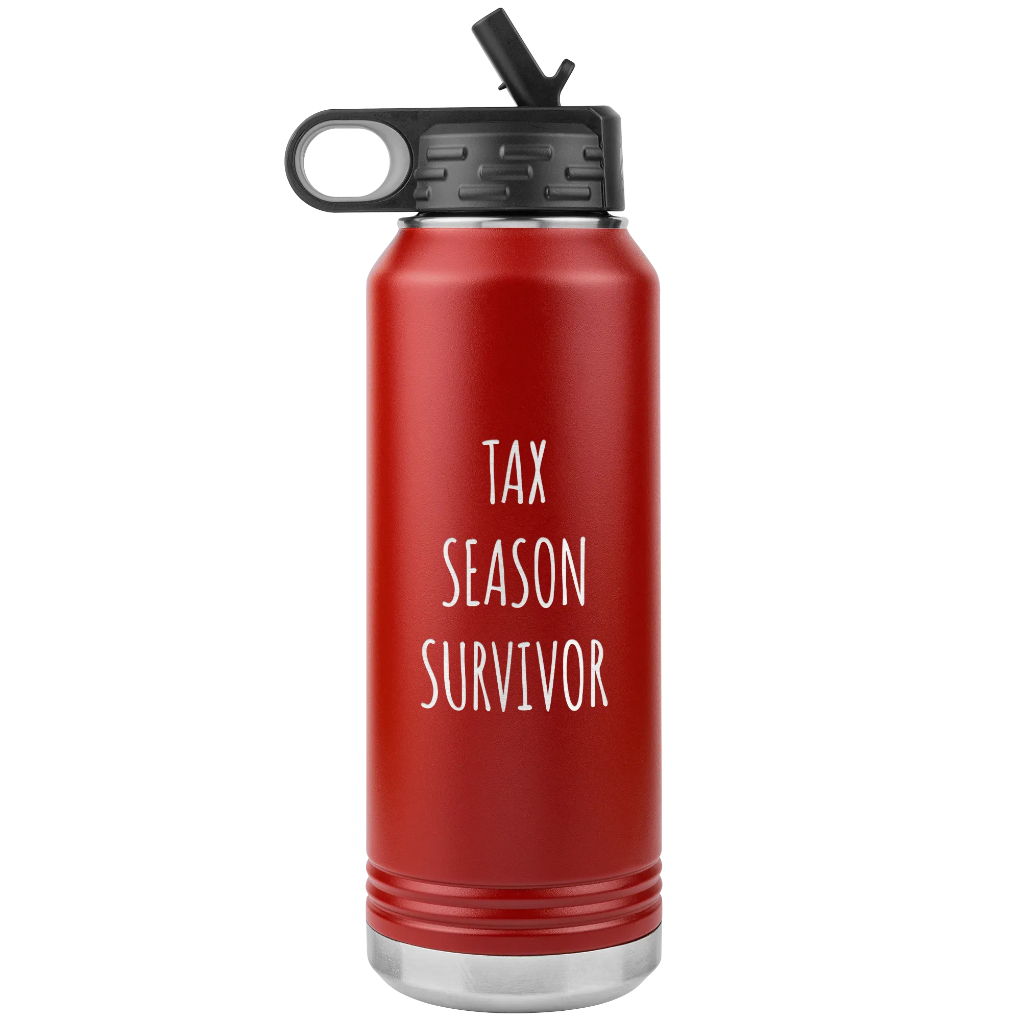 Funny Accountant Gift Tax Season Survivor Water Bottle 32oz BPA Free