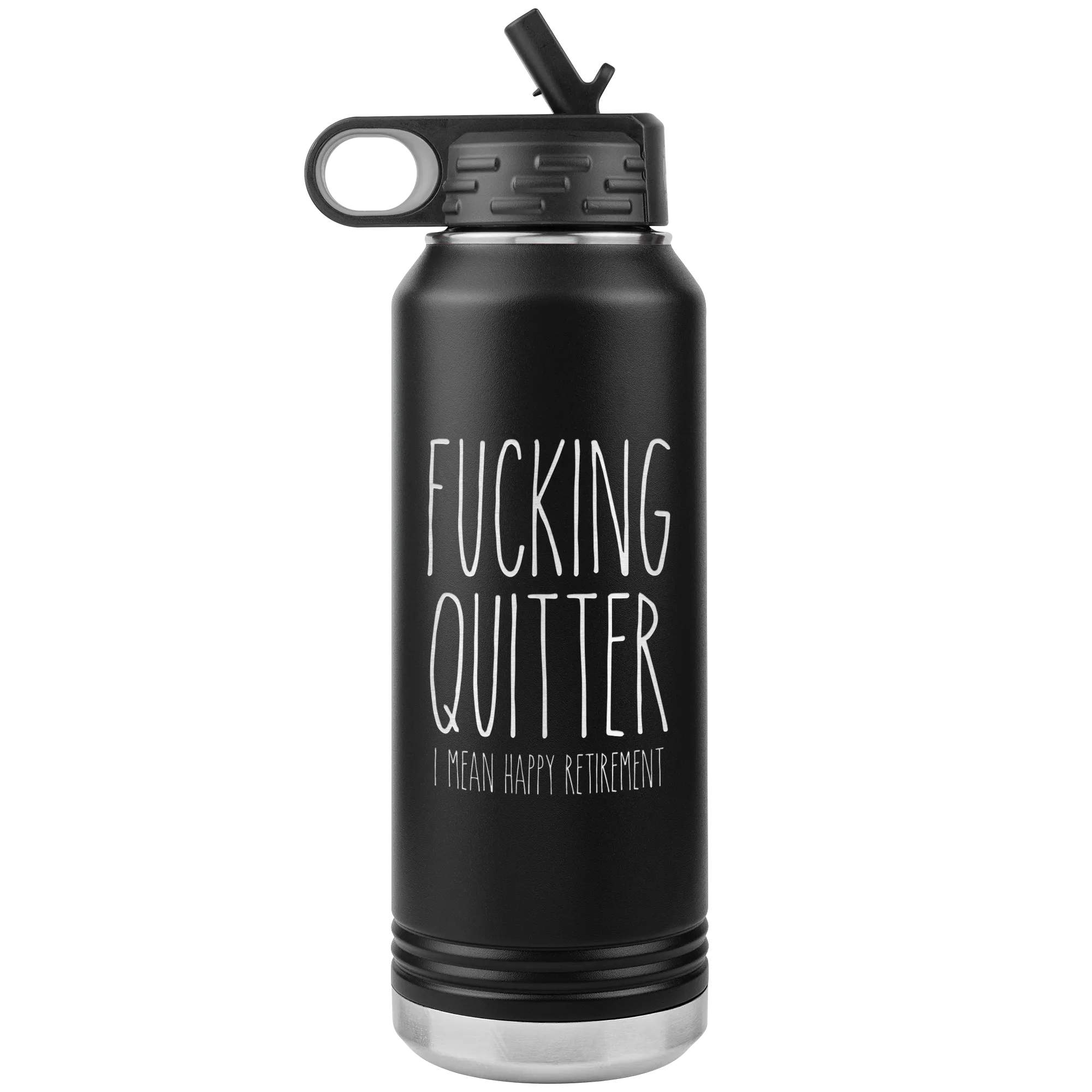Funny Retirement Gift for Coworker Fucking Quitter Insulated Water Bottle 32oz BPA Free