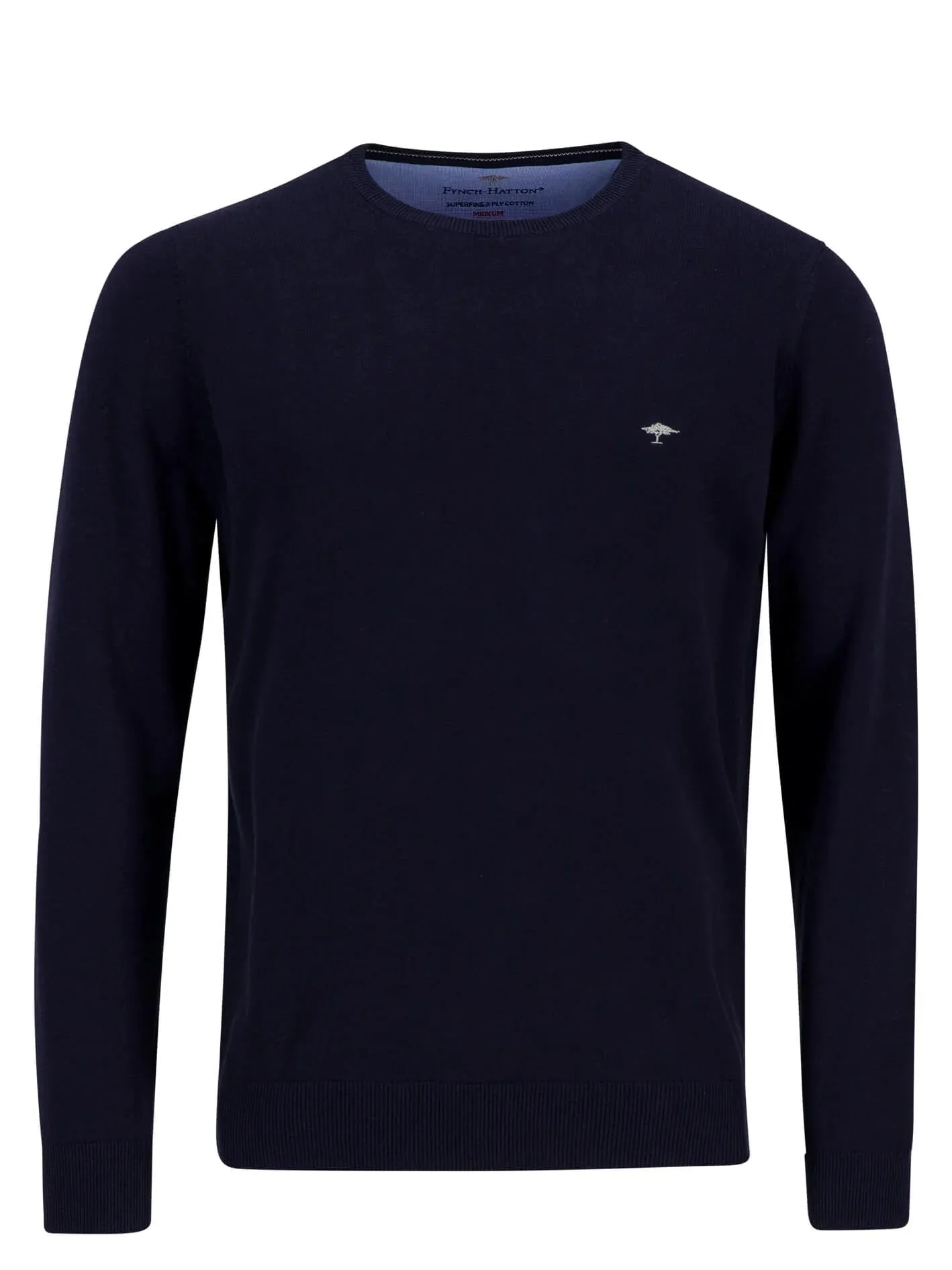 FYNCH HATTON Crew Neck Sweater - Men's Fine Knit – Navy