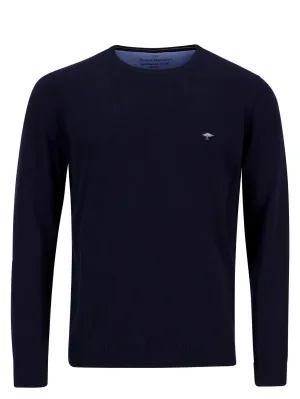 FYNCH HATTON Crew Neck Sweater - Men's Fine Knit – Navy