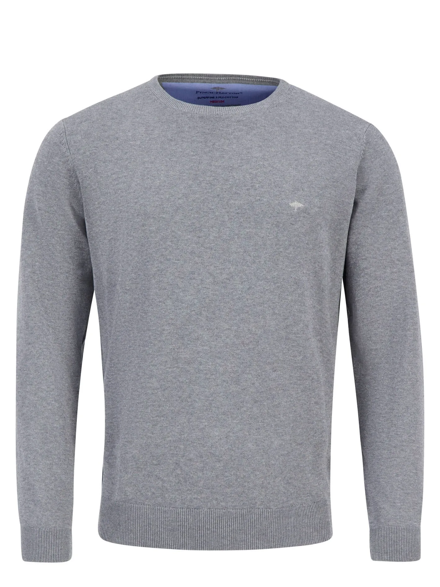 FYNCH HATTON Crew Neck Sweater - Men's Fine Knit – Steel