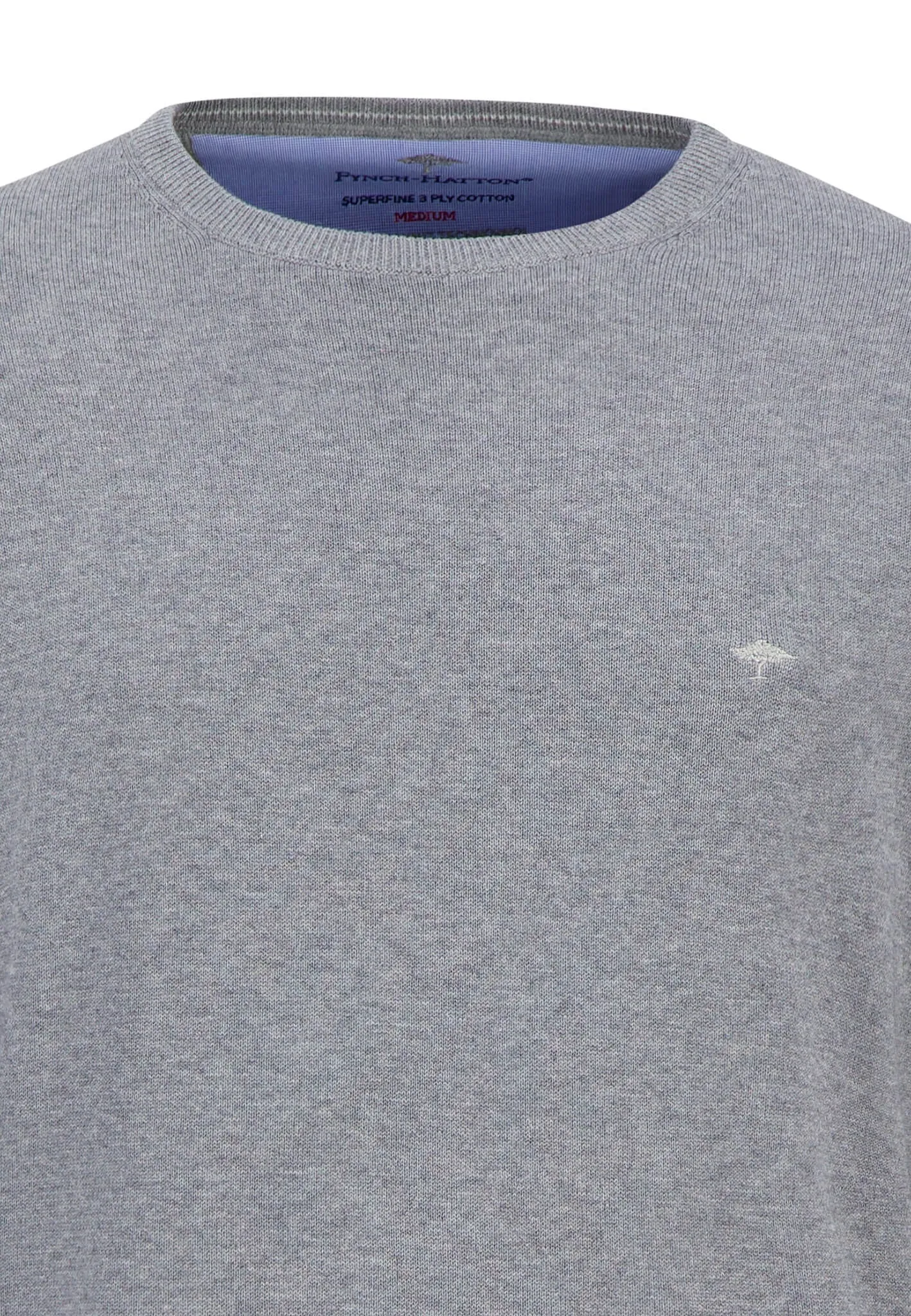 FYNCH HATTON Crew Neck Sweater - Men's Fine Knit – Steel