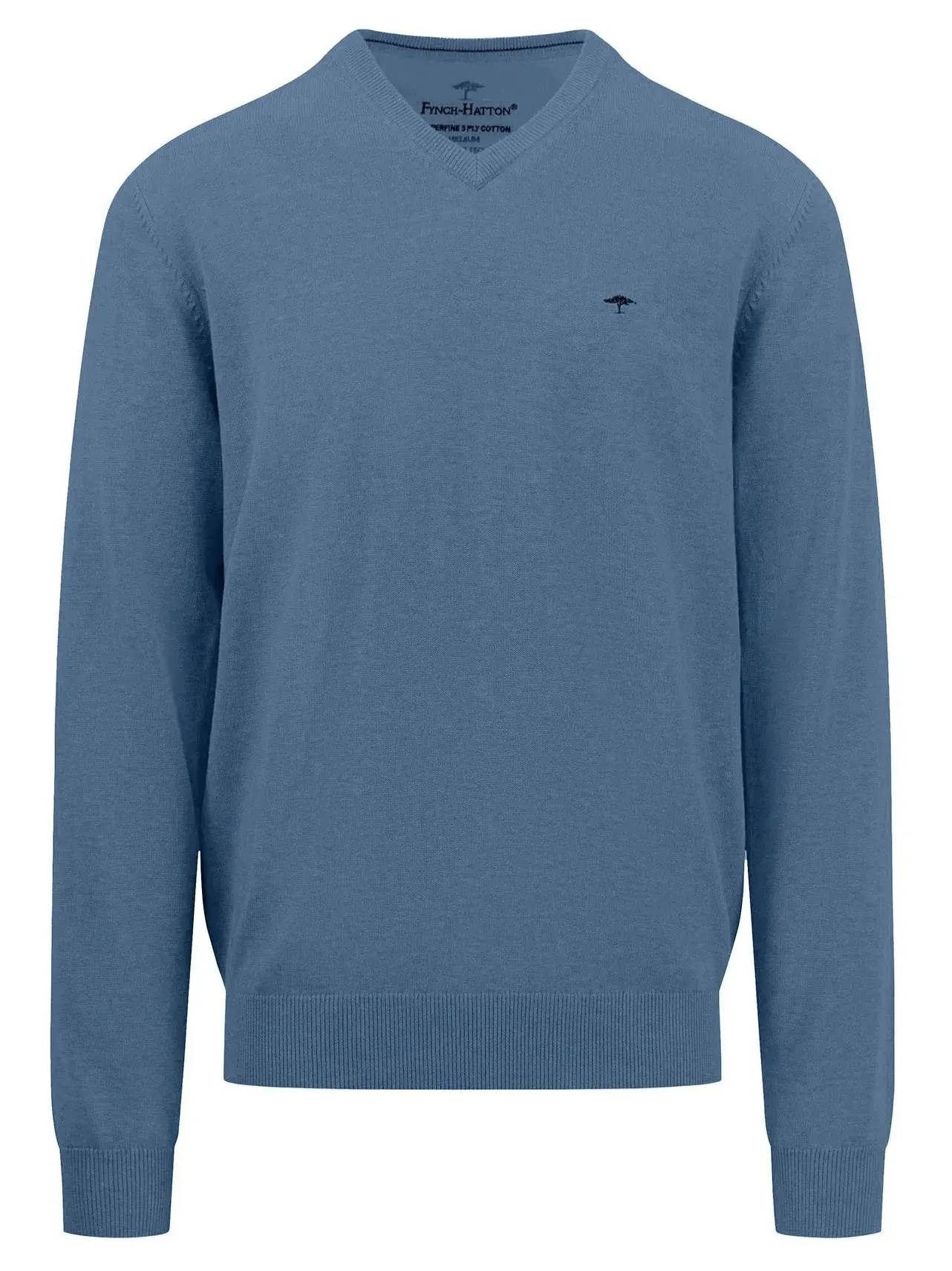 FYNCH HATTON V-Neck Sweater - Men's Fine Knit – Cloud Blue