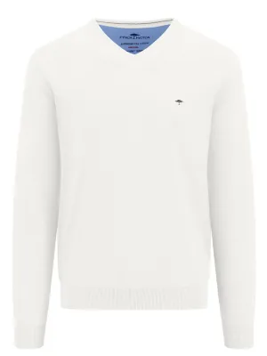 FYNCH HATTON V-Neck Sweater - Men's Fine Knit – Spring White