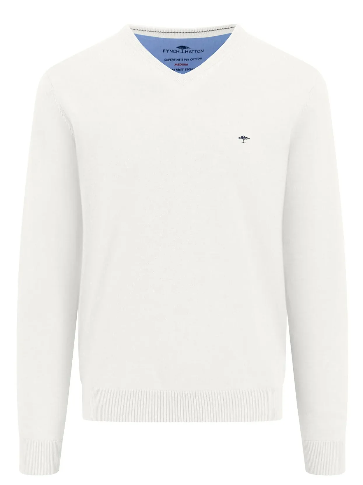 FYNCH HATTON V-Neck Sweater - Men's Fine Knit – Spring White