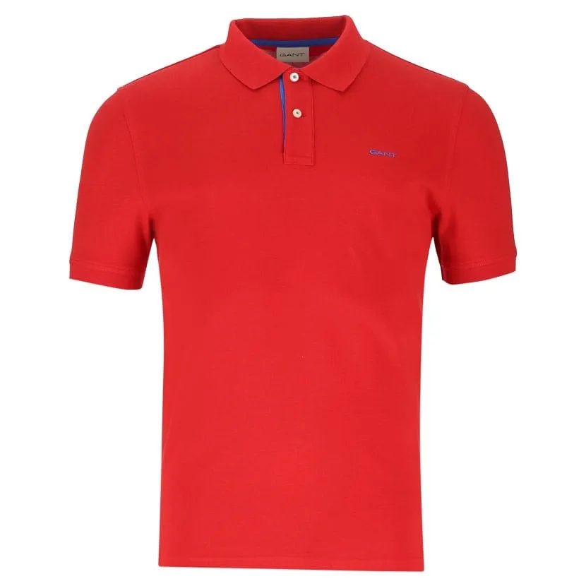 Gant Regular Fit Contrast Pique Golfer Fashion Red