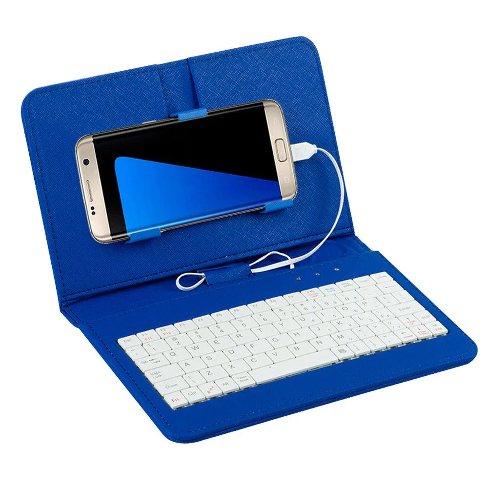 General Wired Keyboard Flip Holster Case for Andriod Mobile Phone 4.8-6.0"" black