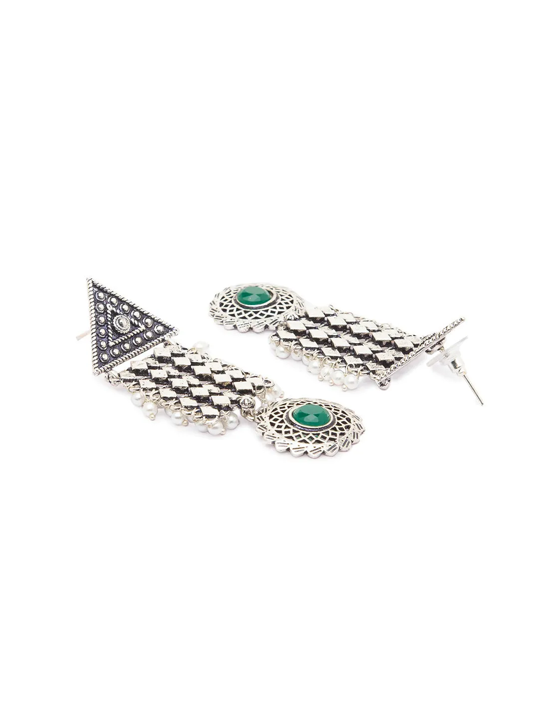 German Oxidized Silver Earrings Antique Tribal Trendy Lightweight Danglers
