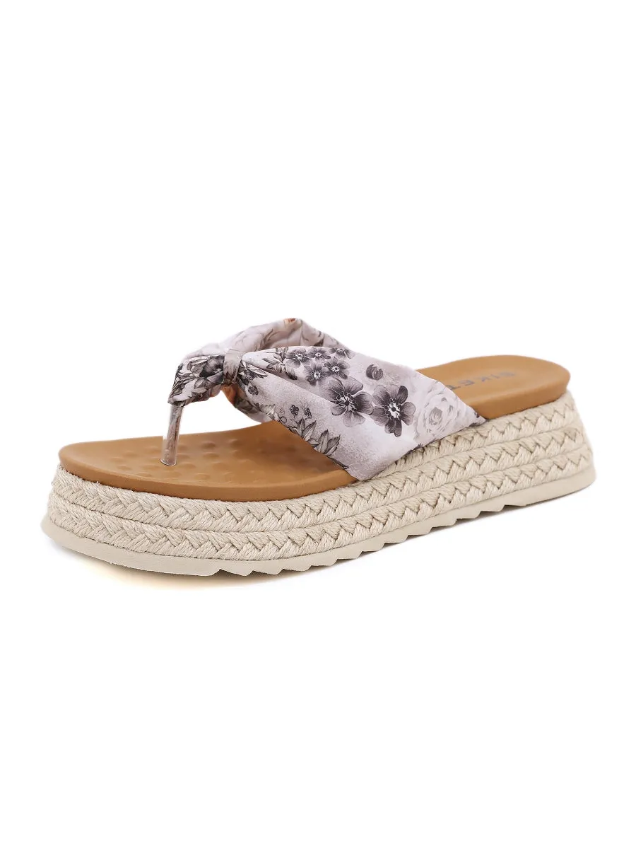Geta Inspired Grey Platform Flip Flop