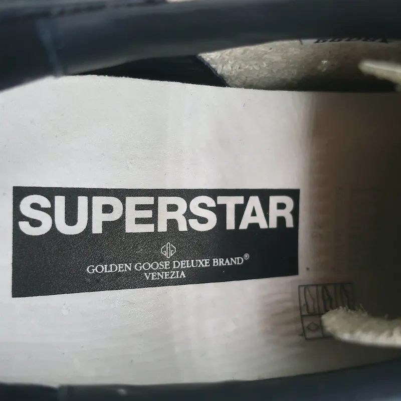 Golden Goose Superstar Sneakers White/Navy Leather & Gray Suede Size 46 NEW