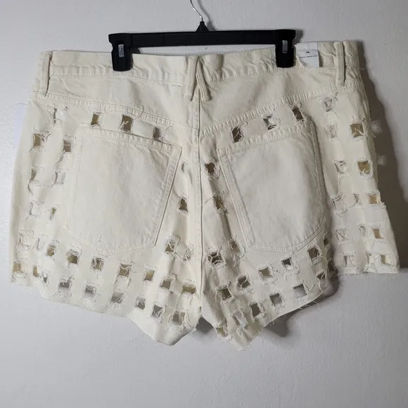 Good American Good '90s Cutoff Denim  Laser Short In  Bone 001 Size 16