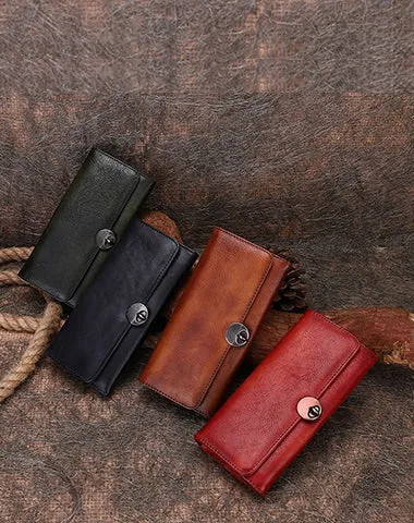 Green Classic womens Leather Flip Long Wallet Phone Wallet Clutch Wallet for Ladies