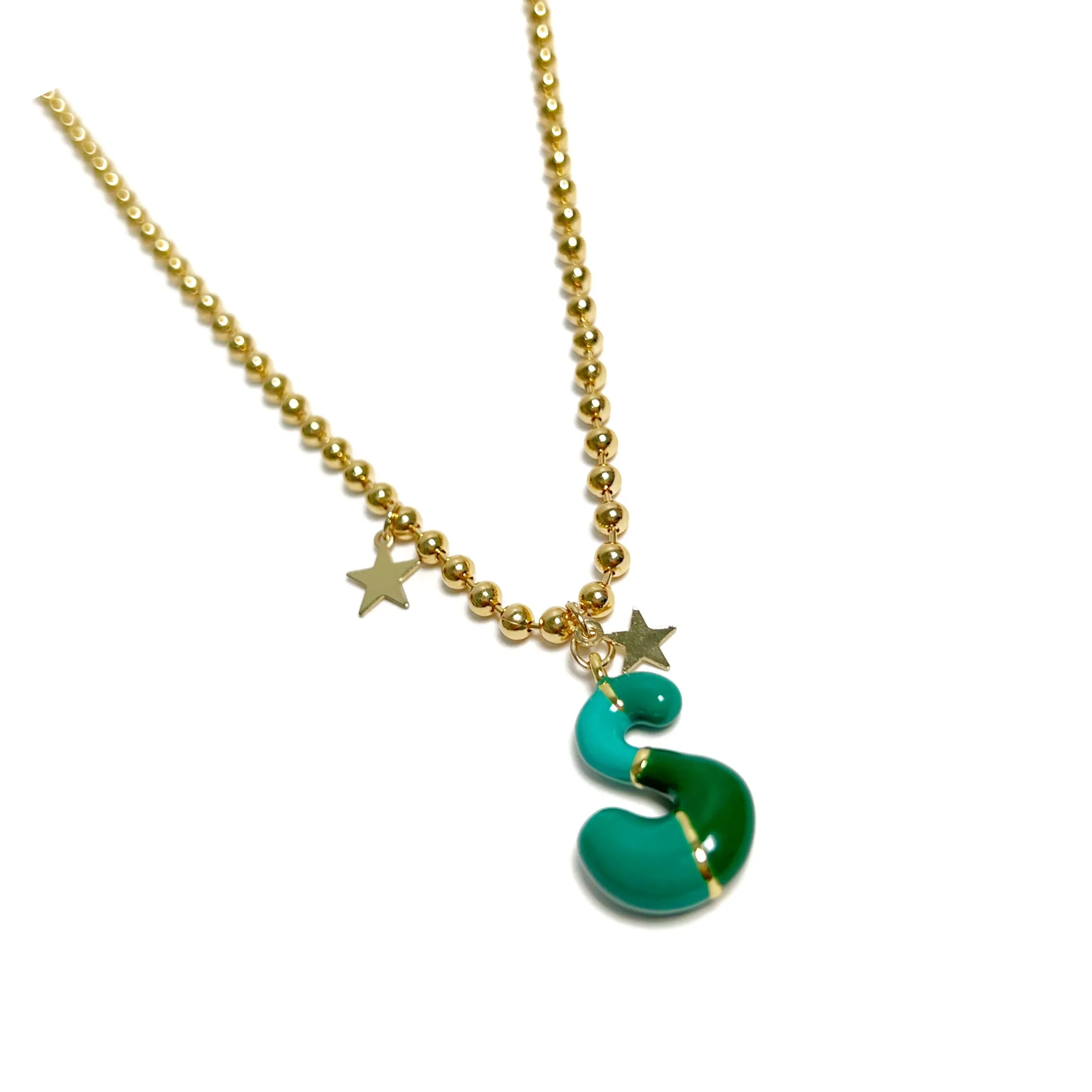 Green Jelly Initials Necklace