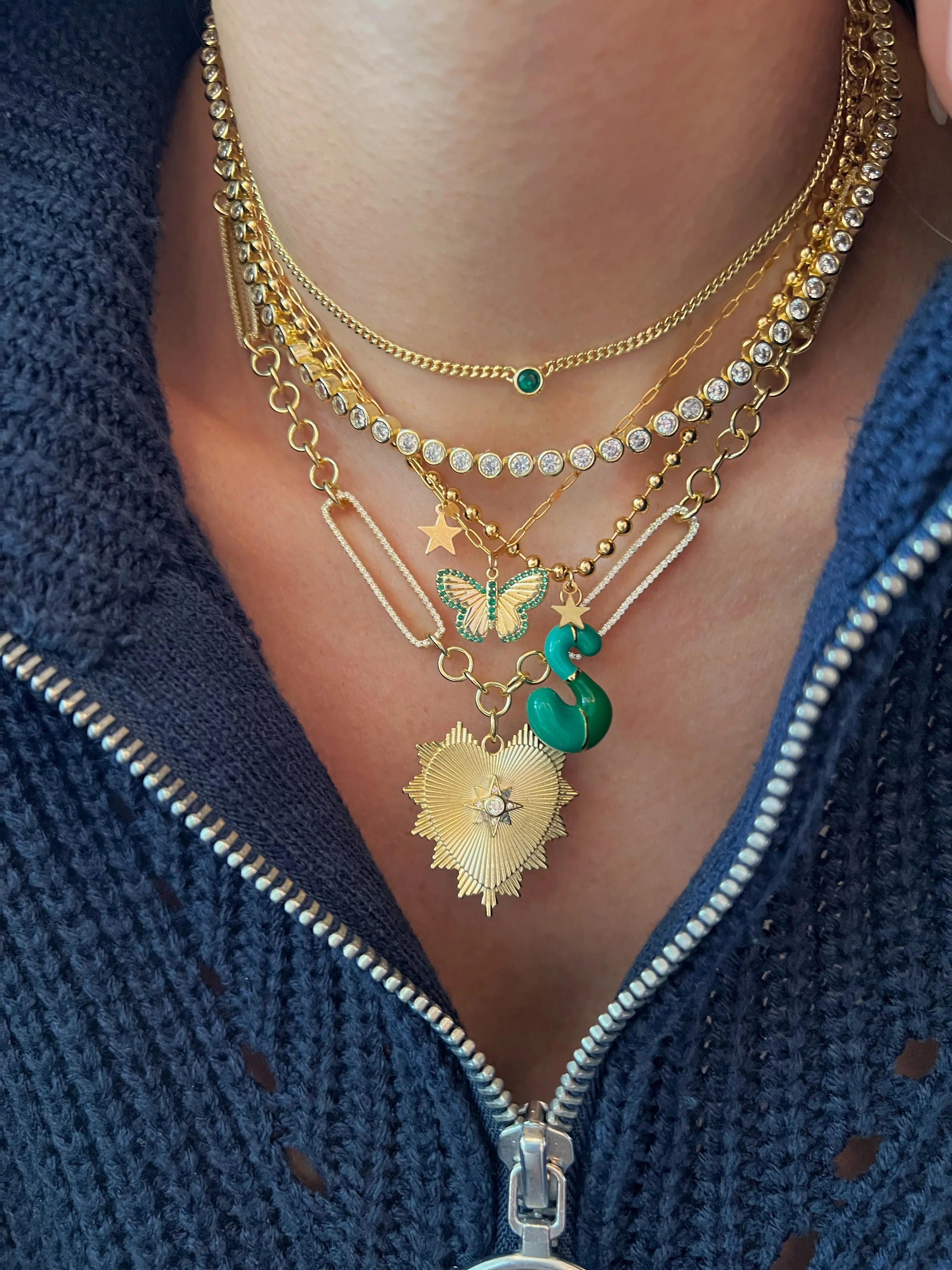 Green Jelly Initials Necklace