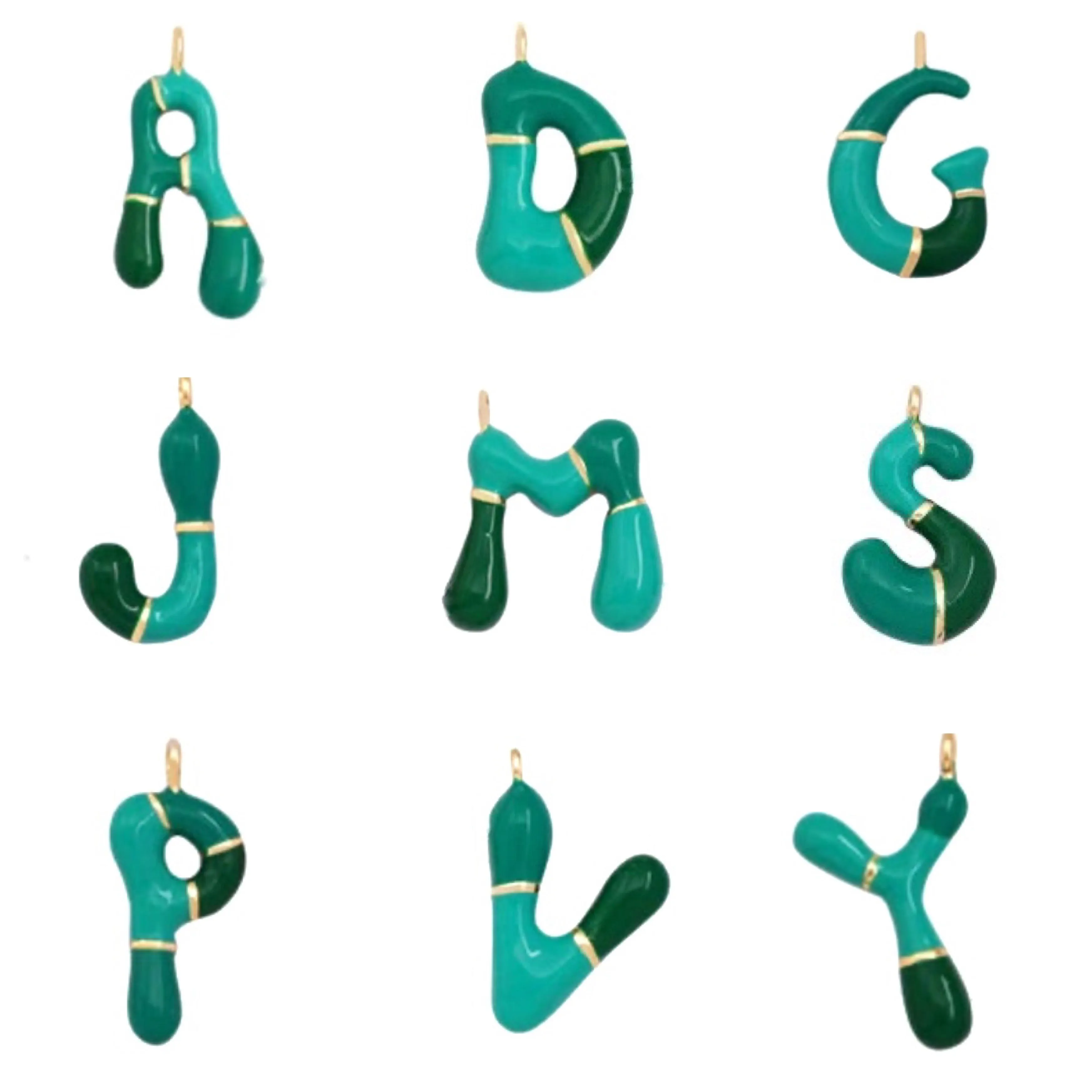 Green Jelly Initials Necklace