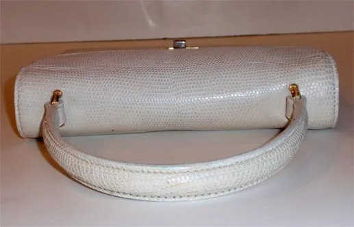 GUCCI 1960s Vintage White Lizard Skin Square Handbag