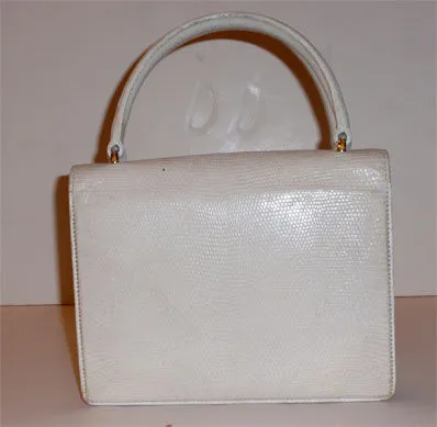 GUCCI 1960s Vintage White Lizard Skin Square Handbag