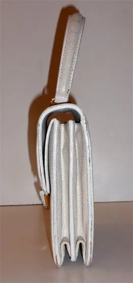 GUCCI 1960s Vintage White Lizard Skin Square Handbag
