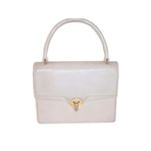 GUCCI 1960s Vintage White Lizard Skin Square Handbag