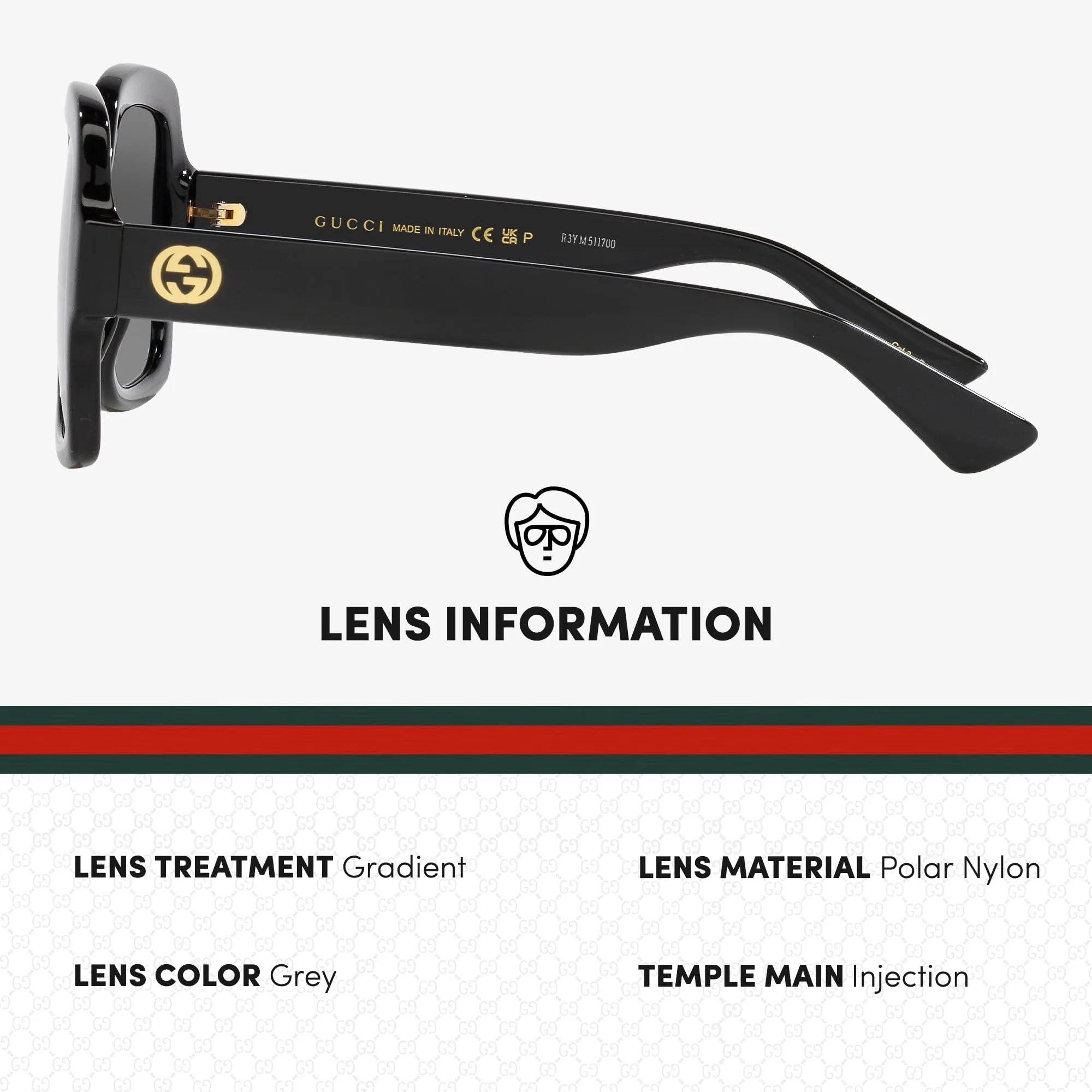 Gucci GG1337S Designer Oversized Square Shape Women Sunglasses: Square Frame Eyewear with Polarized Lenses - Epitome of Luxury and Style