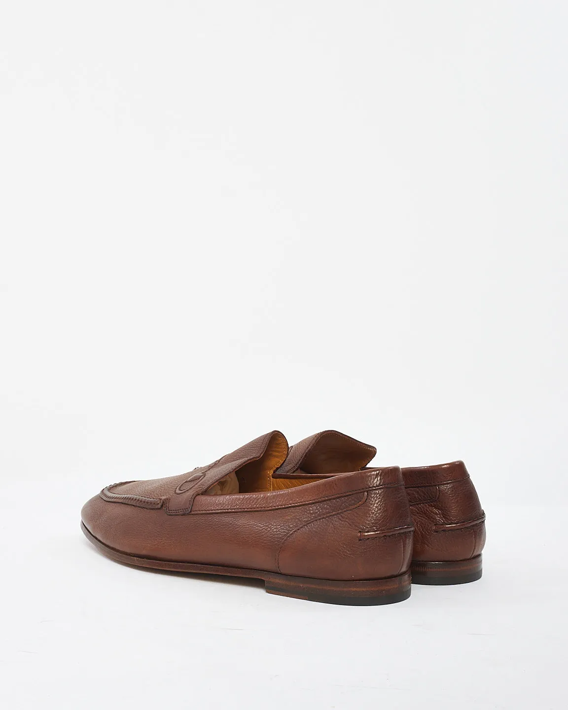 Gucci Men's Brown Leather Horsebit Loafers - 7