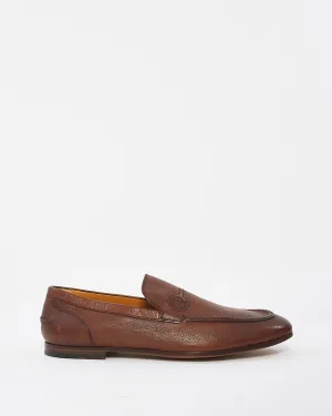 Gucci Men's Brown Leather Horsebit Loafers - 7