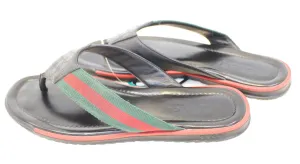 Gucci Stripe Detail Men's Black Flip Flops