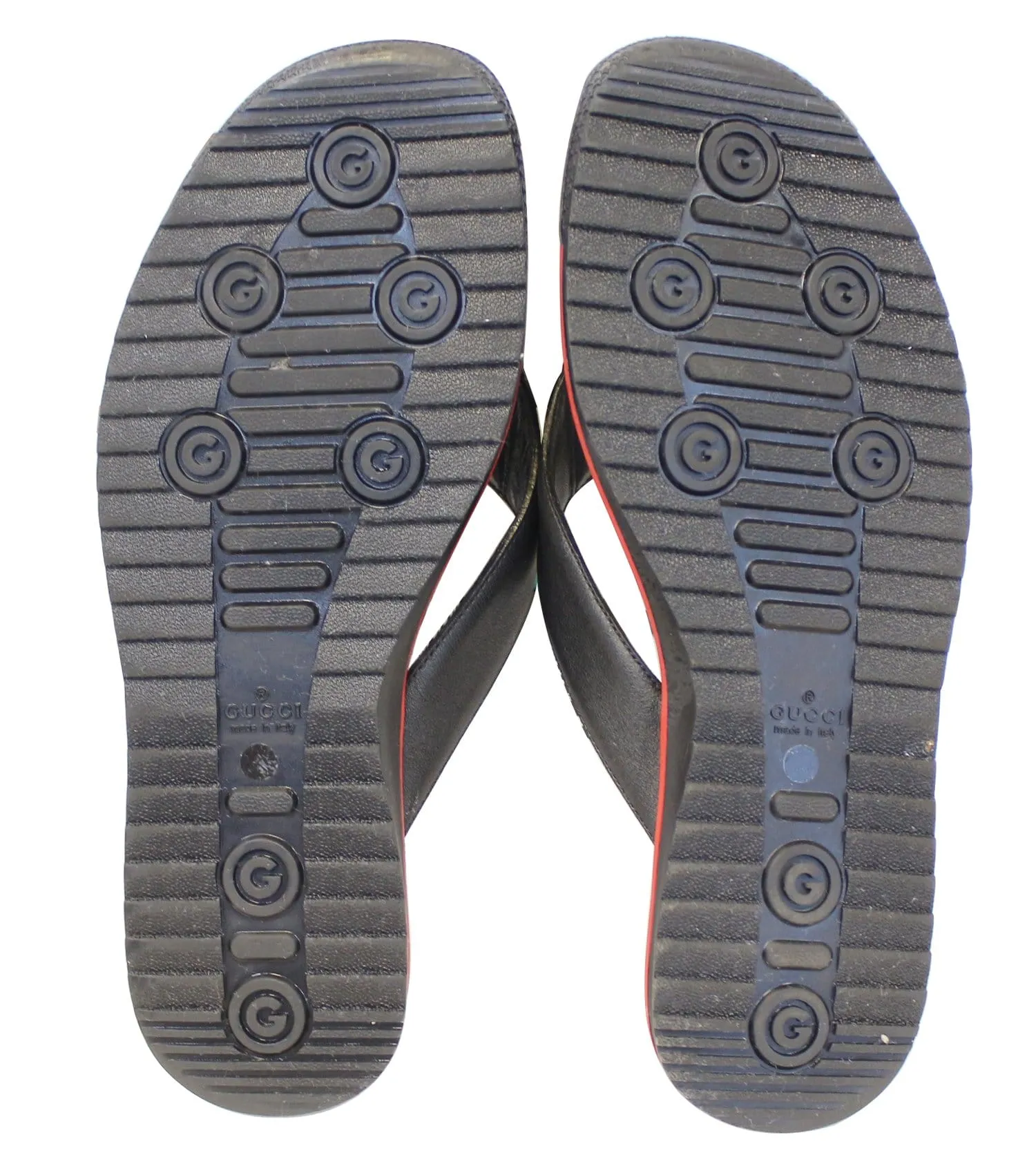 Gucci Stripe Detail Men's Black Flip Flops