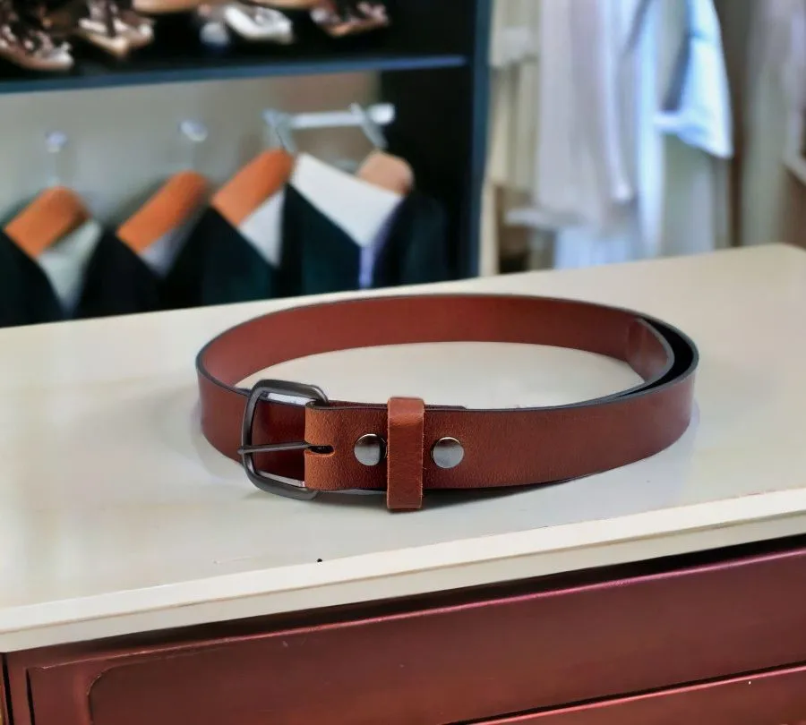 Handmade Men's Solid Leather Belts - 1 1/2 Inch, Sizes 60-64