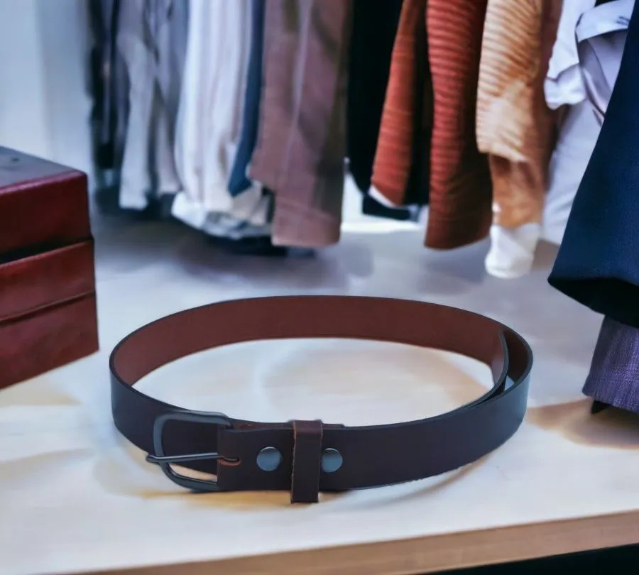Handmade Men's Solid Leather Belts - 1 1/2 Inch, Sizes 60-64