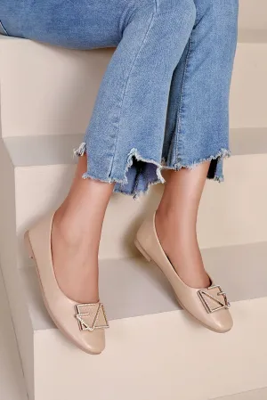 Hannah Nude Buckle Ballet Pumps