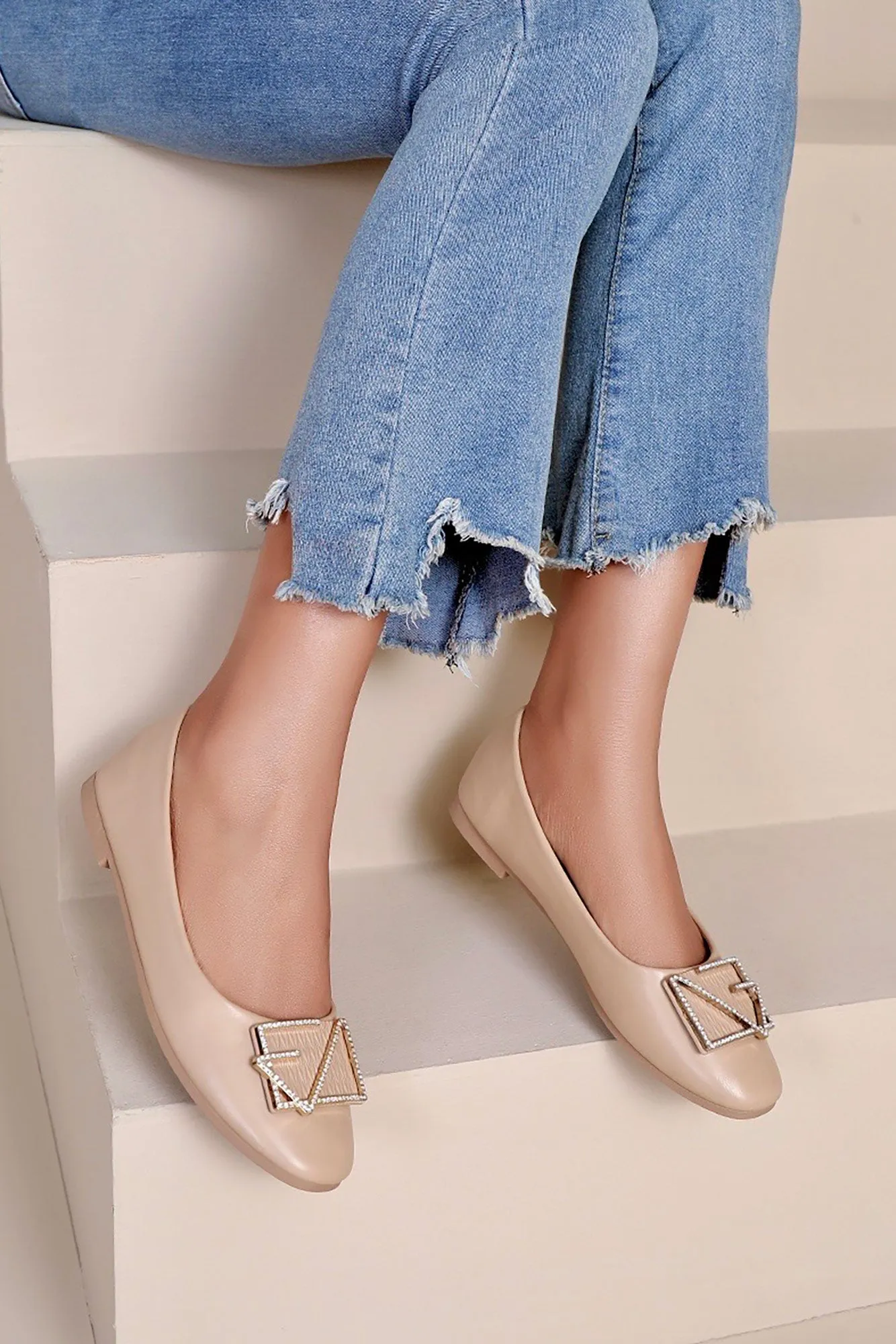 Hannah Nude Buckle Ballet Pumps