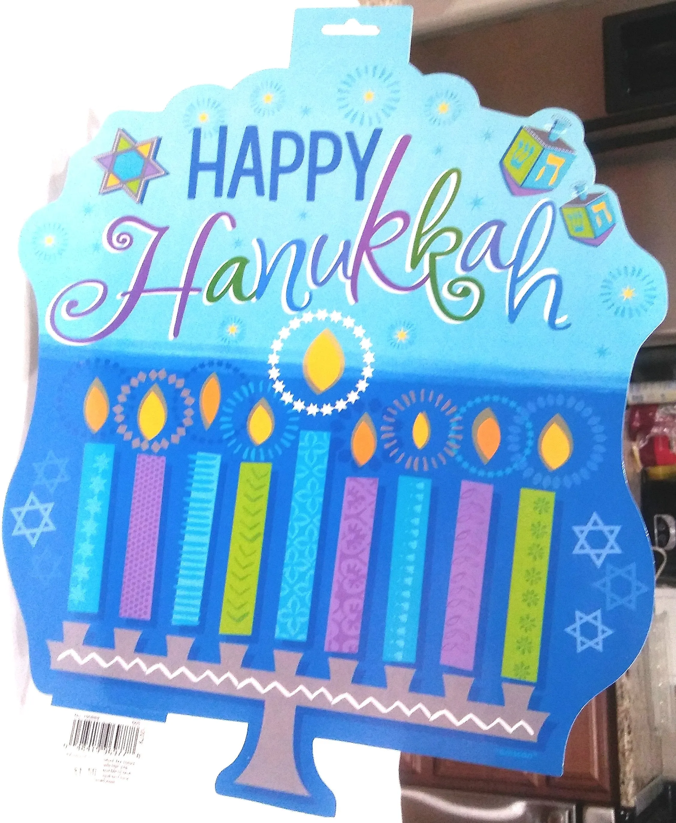 HAPPY HANUKKAH MENORAH CUTOUT DECORATION