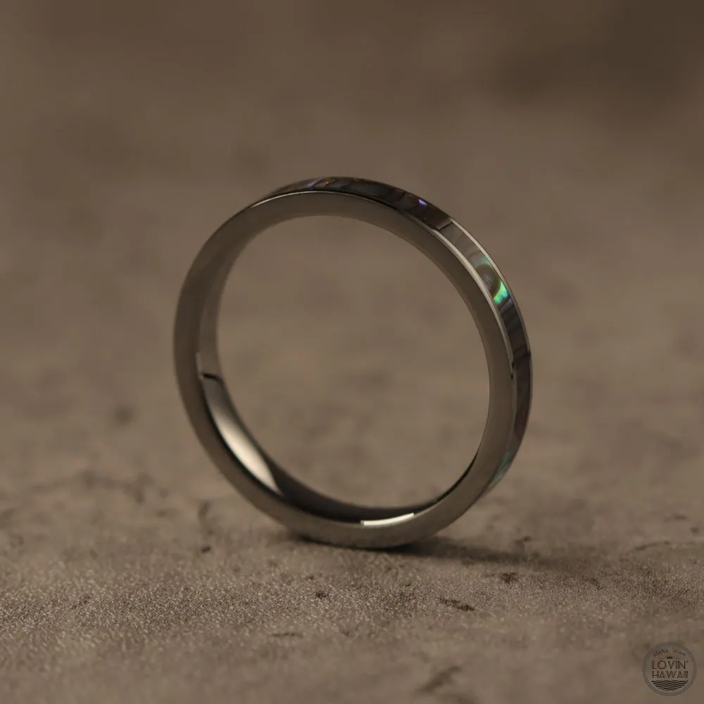 Hawaii Wedding Ring With Abalone Shell Inlaid (3mm Width)