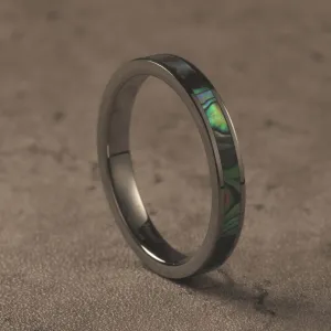 Hawaii Wedding Ring With Abalone Shell Inlaid (3mm Width)