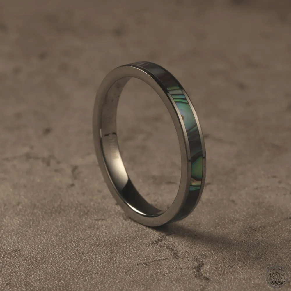 Hawaii Wedding Ring With Abalone Shell Inlaid (3mm Width)