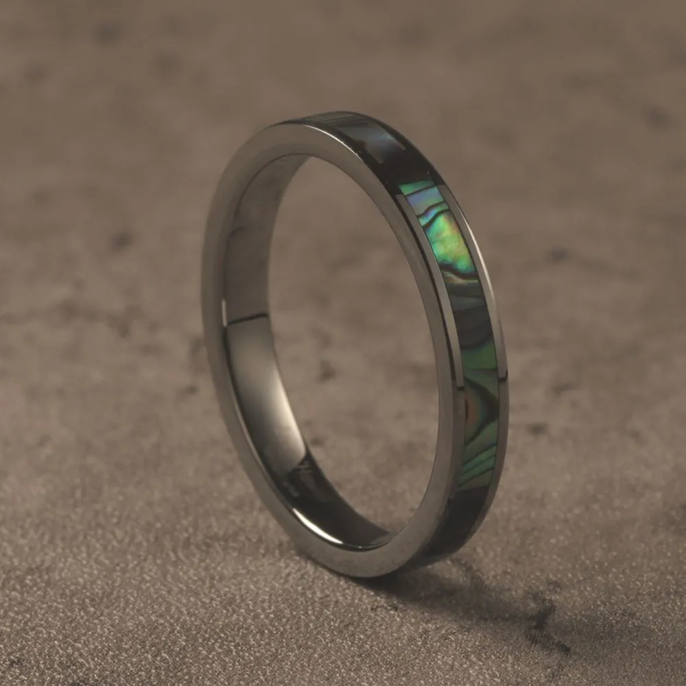 Hawaii Wedding Ring With Abalone Shell Inlaid (3mm Width)