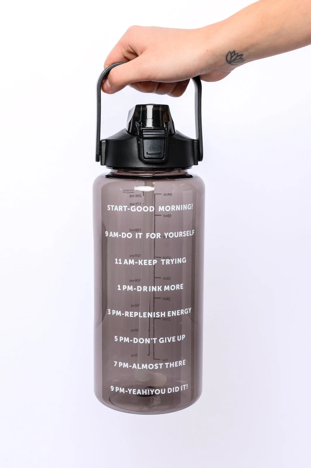 Hazel Blues® |  Elevated Water Tracking Bottle in Black