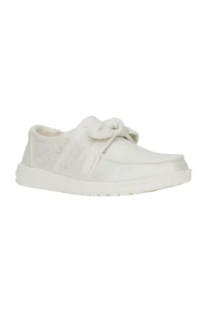HEYDUDE Women’s Wendy Bow Shimmer Shoes in Silver | 43684-041