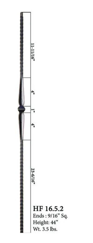 HF 16.5.2 Single Knuckle Face Hammered Iron Baluster