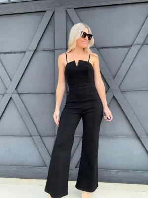 High Waisted Flare Jumpsuit In Black