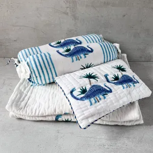 Home Artisan Spike Dinosaur Hand Block Print Cotton Quilt Set