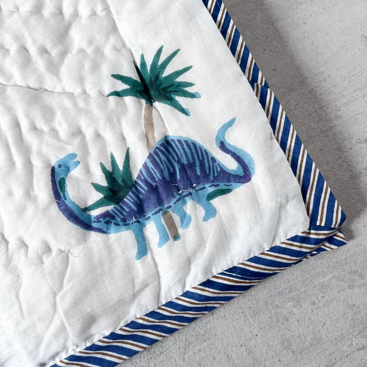 Home Artisan Spike Dinosaur Hand Block Print Cotton Quilt Set